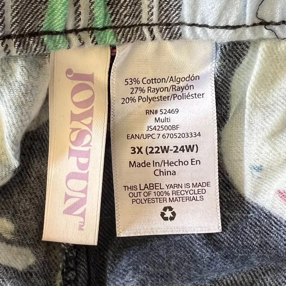 JOYSPUN Womens Christmas Flannel Lounge Pants Polar Bears Print Size 3X NEW